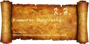 Kammerer Henrietta névjegykártya